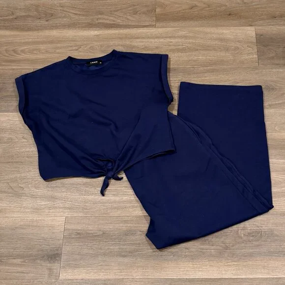 Cider Matched Two-Piece Set straight leg crop top dark navy size XL - Picture 5 of 10